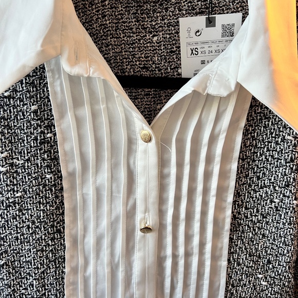 Zara Tweed Black & White dress with Cream Bodice - Picture 4 of 5